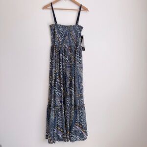 Tribal Jeans Women's Elegant Blue Patterned Maxi Dress, Large